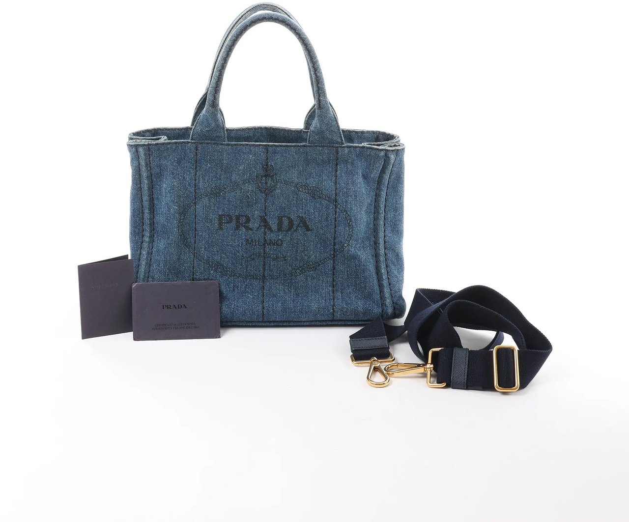 Prada Prada Canapa Denim 2Way Handbag in Blue Blauw