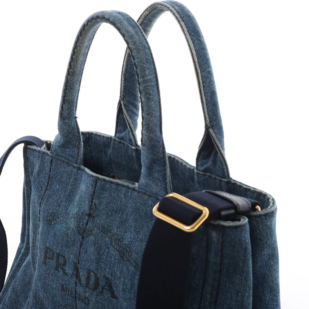 Prada Prada Canapa Denim 2Way Handbag in Blue Blauw