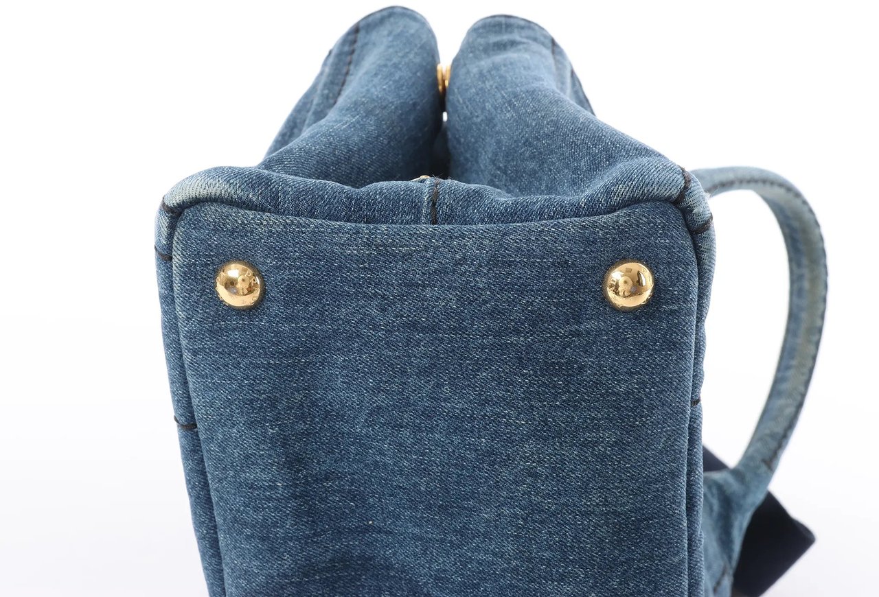 Prada Prada Canapa Denim 2Way Handbag in Blue Blauw