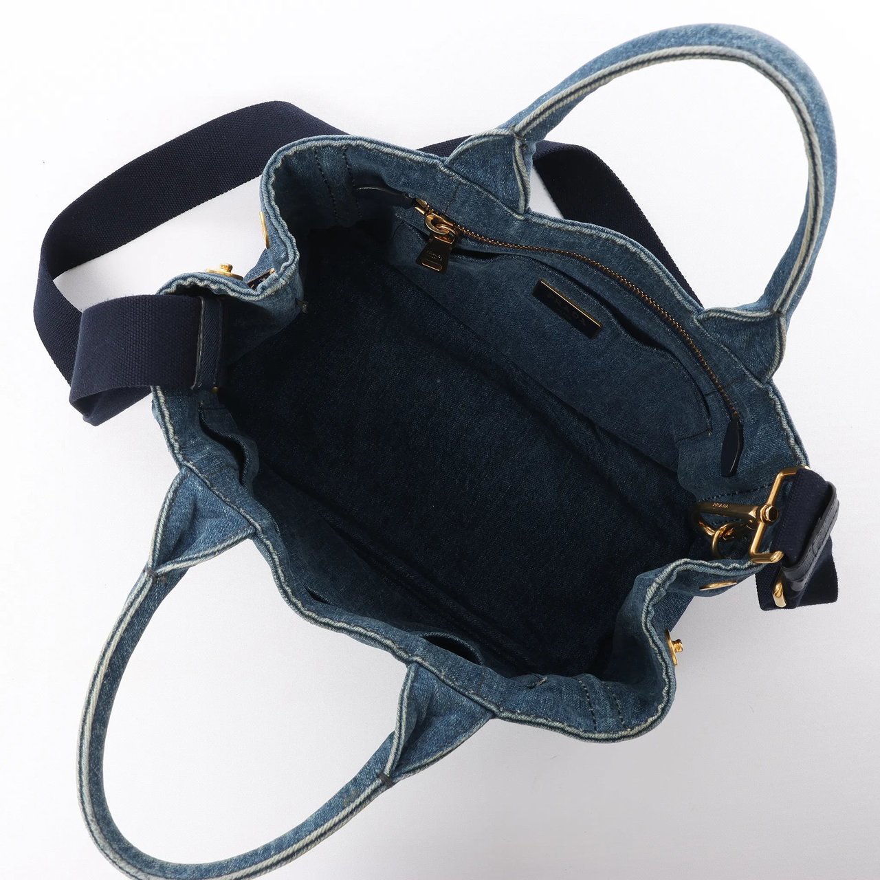 Prada Prada Canapa Denim 2Way Handbag in Blue Blauw
