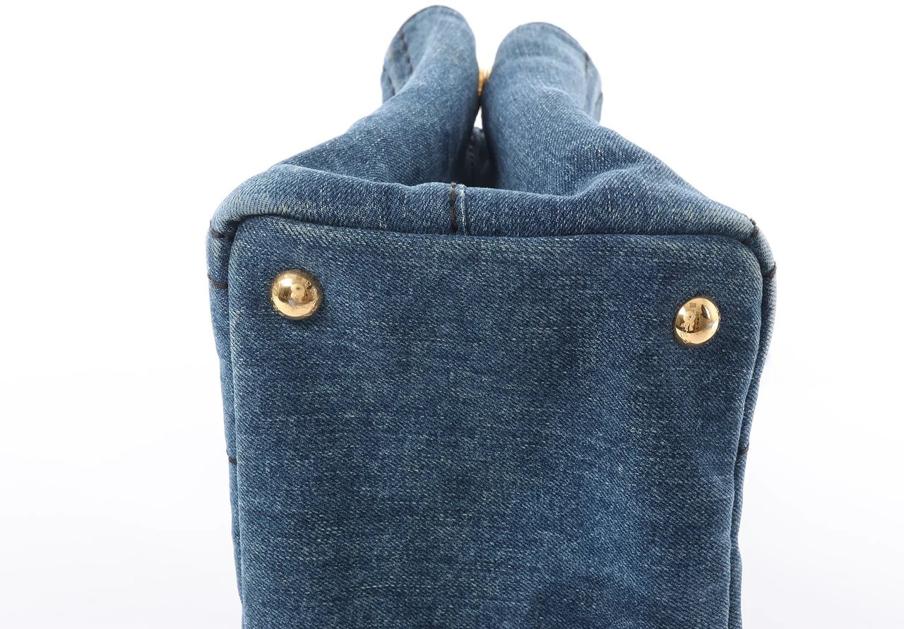 Prada Prada Canapa Denim 2Way Handbag in Blue Blauw