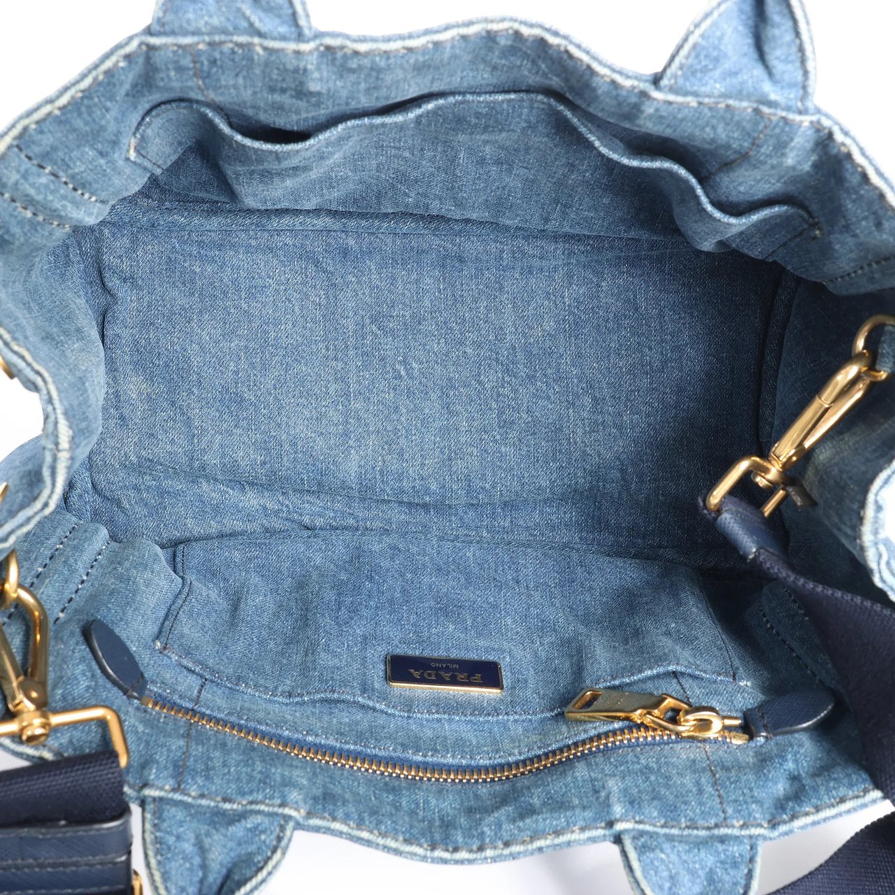Prada Prada Canapa Denim 2Way Handbag in Blue Blauw
