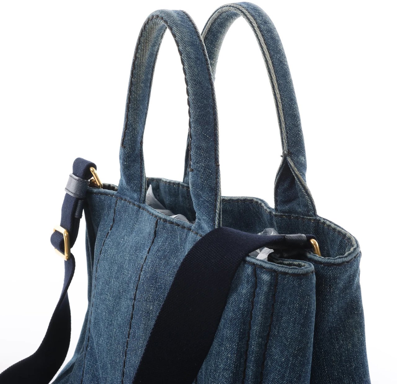 Prada Prada Canapa Denim 2Way Handbag in Blue Blauw