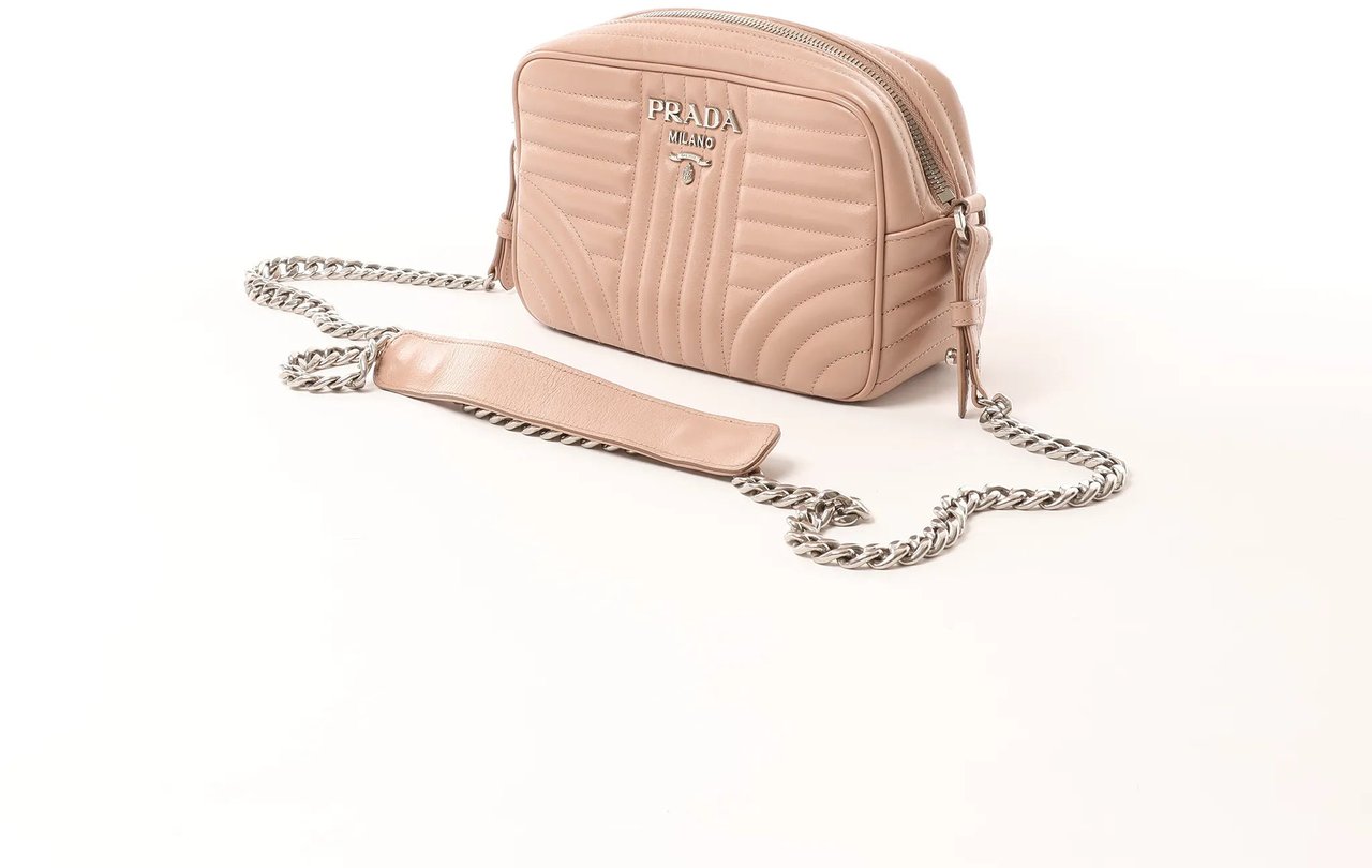 Prada Prada Diagram Leather Chain Crossbody Bag in Pink 1BH083 Roze