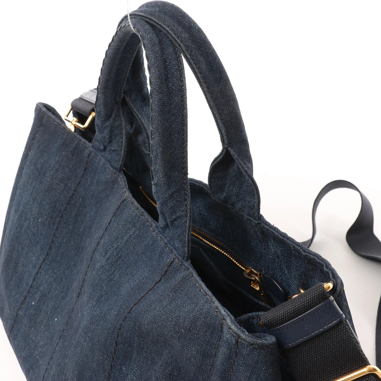 Prada Prada Canapa Denim 2Way Handbag in Blue B2642B Blauw