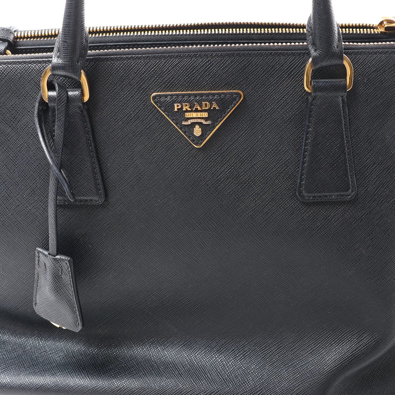Prada Galleria Saffiano Lux Leather 2Way Handbag in Black Zwart