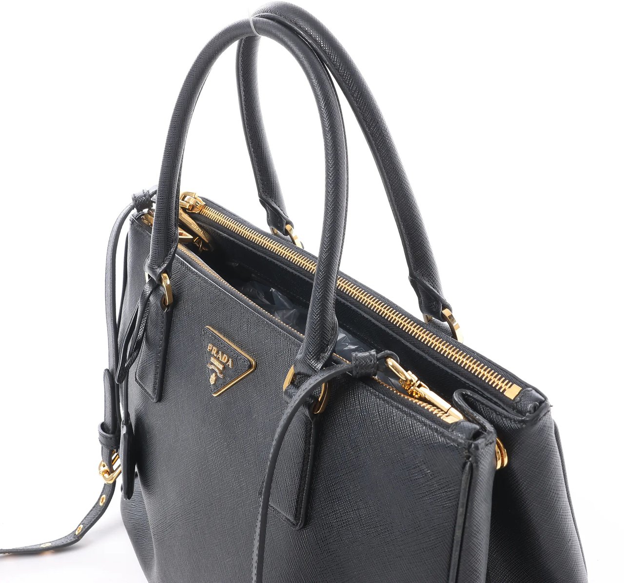 Prada Galleria Saffiano Lux Leather 2Way Handbag in Black Zwart