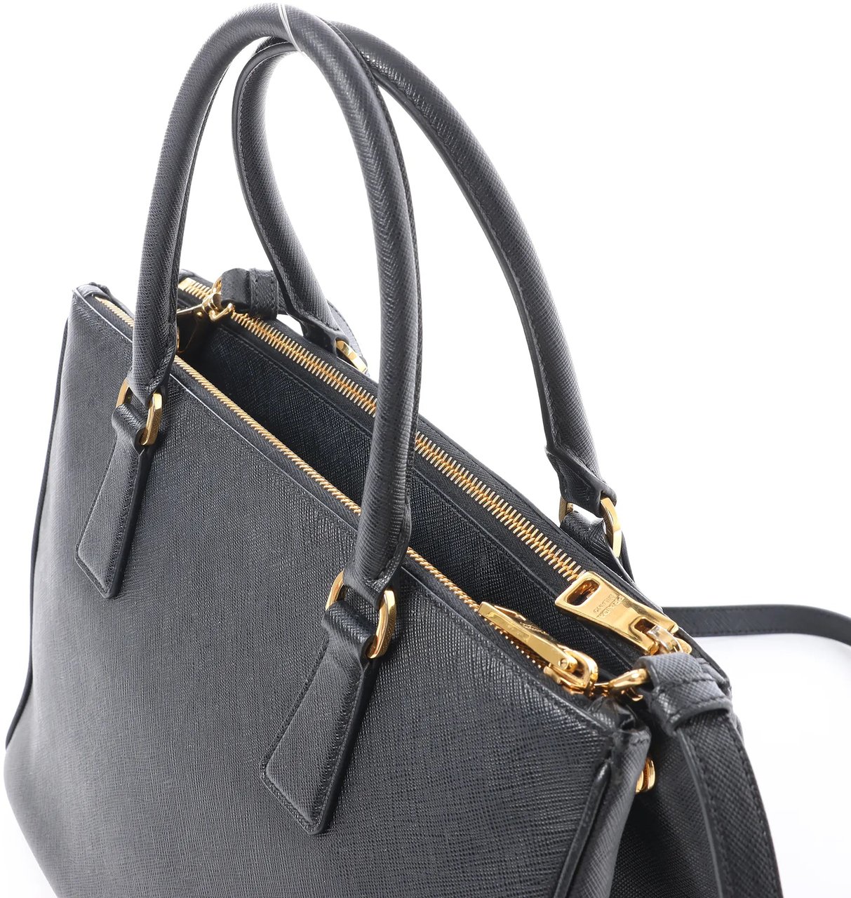 Prada Galleria Saffiano Lux Leather 2Way Handbag in Black Zwart