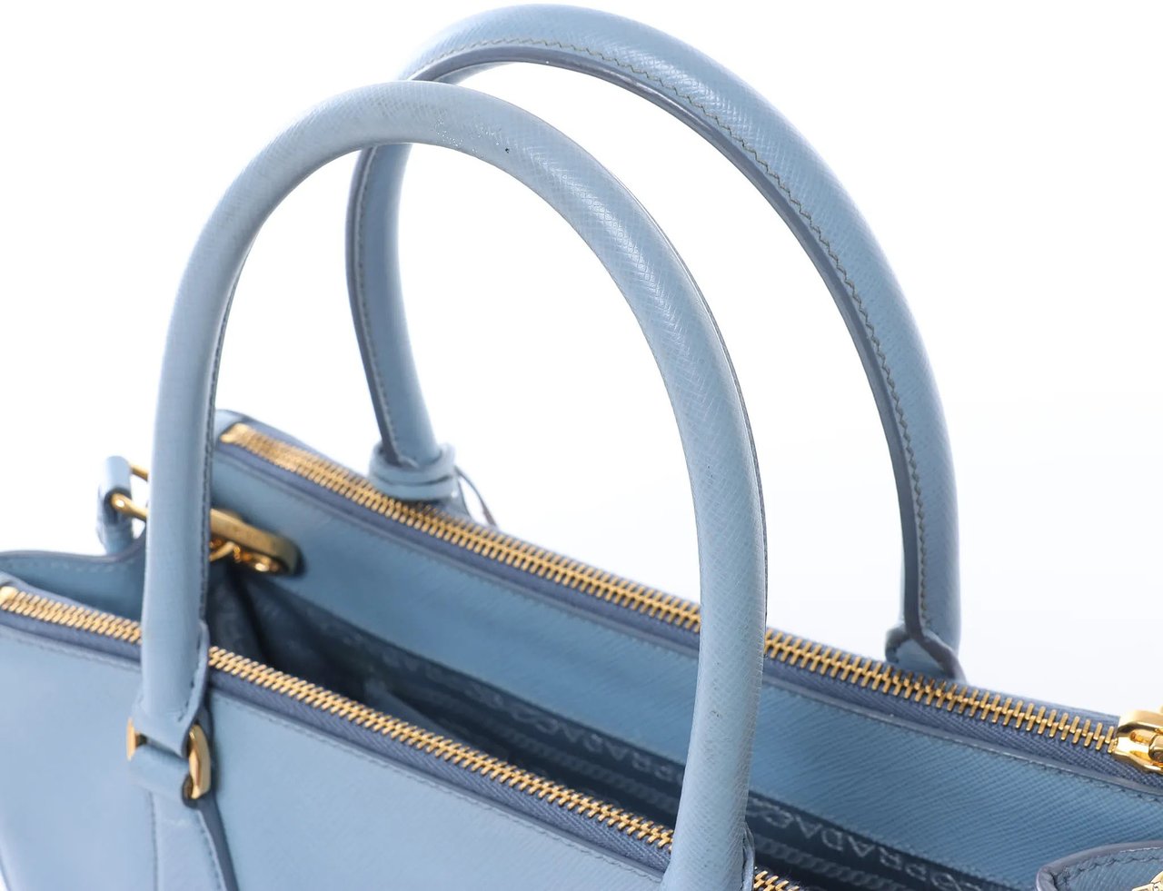 Prada Galleria Saffiano Lux Leather 2Way Handbag in Blue Blauw