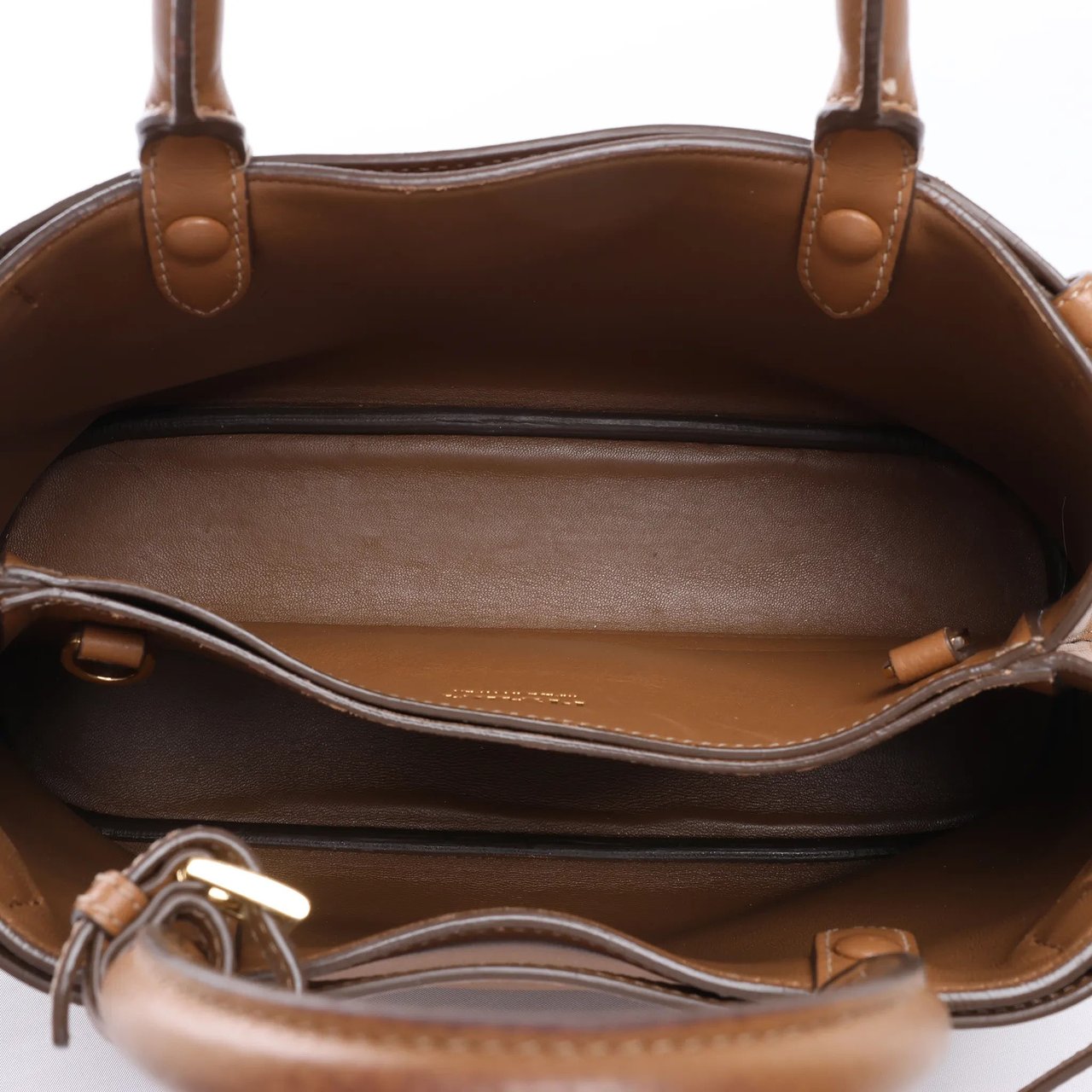 Prada Buckle Soft Grain Leather Small Handbag in Brown Bruin