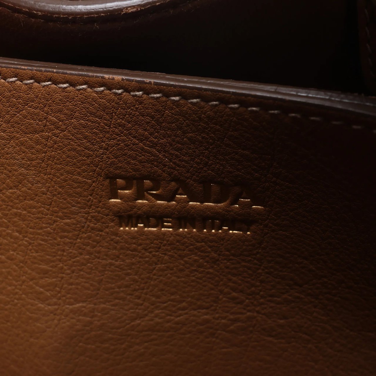 Prada Buckle Soft Grain Leather Small Handbag in Brown Bruin