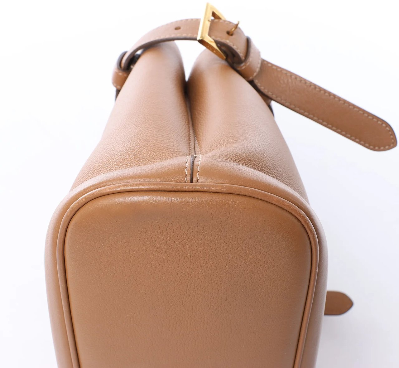 Prada Buckle Soft Grain Leather Small Handbag in Brown Bruin