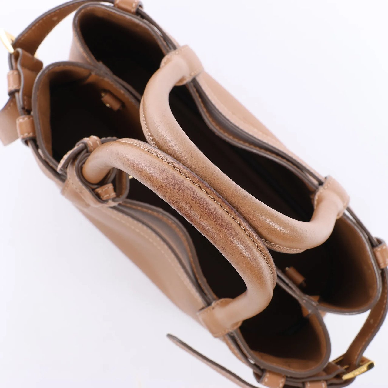 Prada Buckle Soft Grain Leather Small Handbag in Brown Bruin