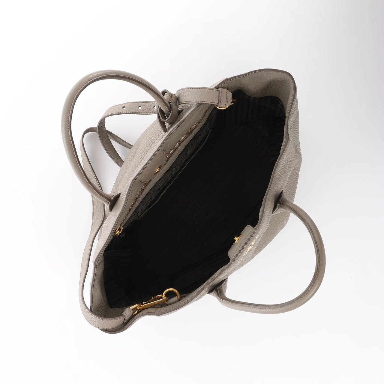 Prada Vitello Daino Leather 2Way Handbag in Gray Grijs