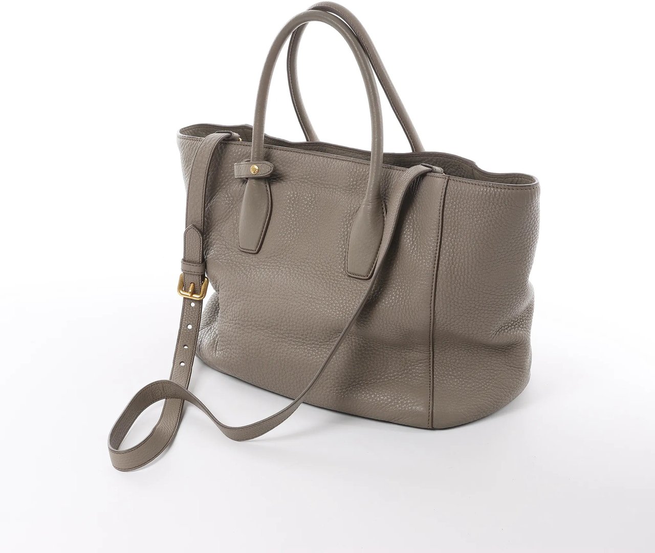 Prada Vitello Daino Leather 2Way Handbag in Gray Grijs