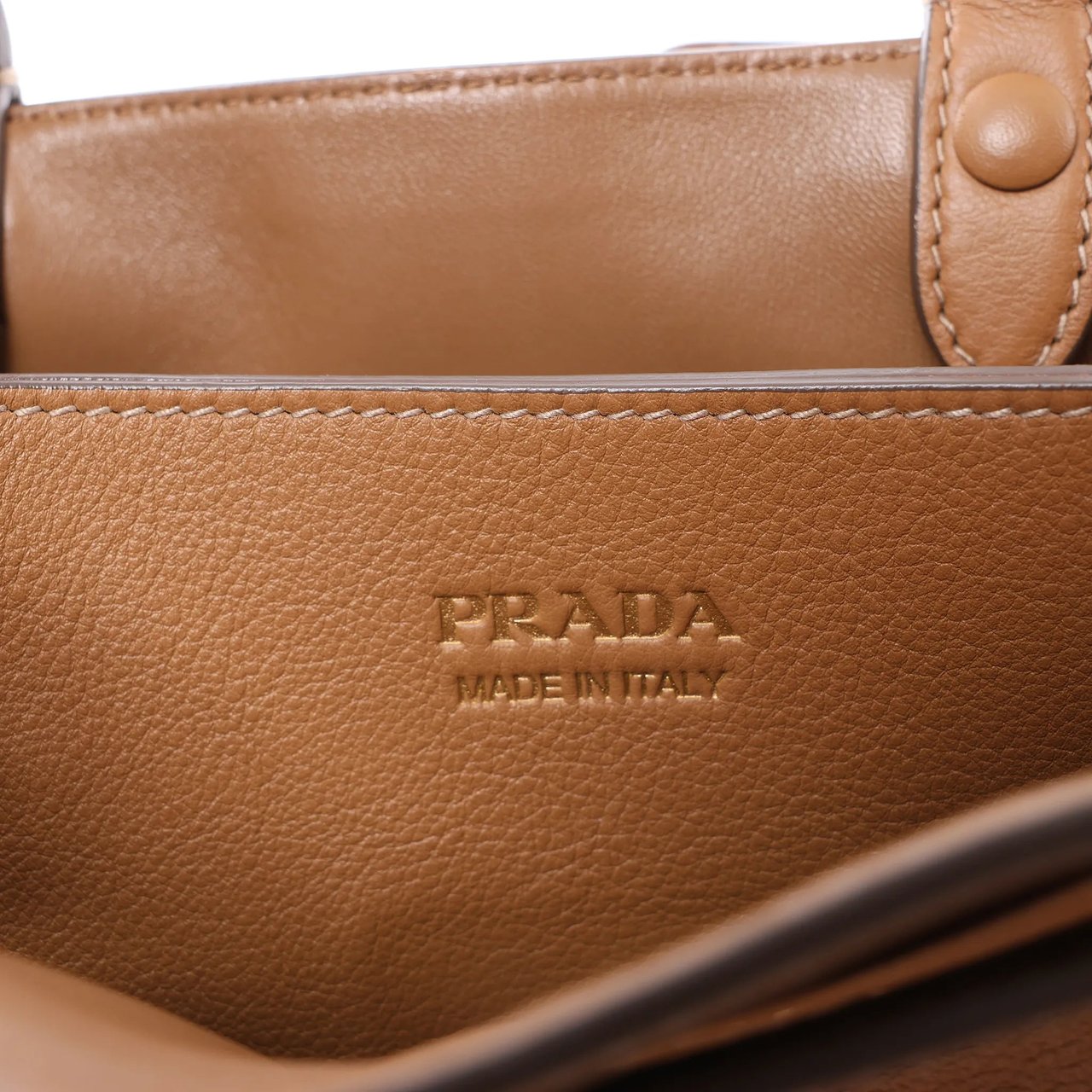 Prada Buckle Soft Grain Leather Small 2Way Handbag in Brown 1BA418 Bruin