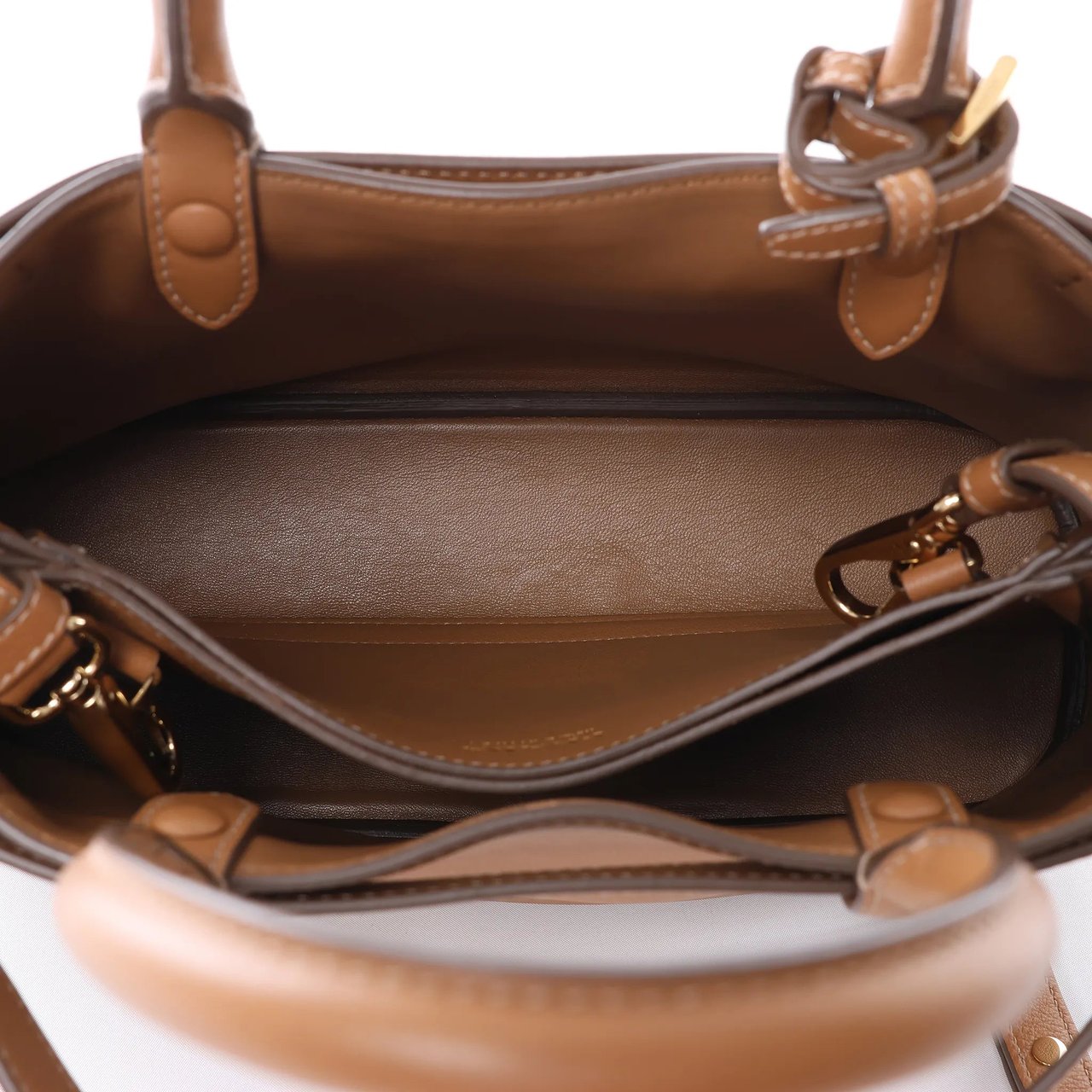 Prada Buckle Soft Grain Leather Small 2Way Handbag in Brown 1BA418 Bruin