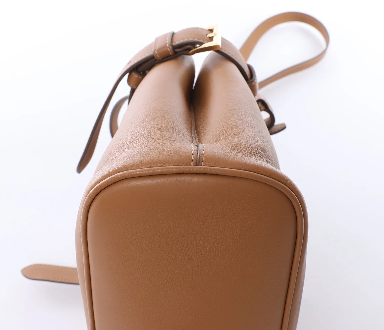 Prada Buckle Soft Grain Leather Small 2Way Handbag in Brown 1BA418 Bruin