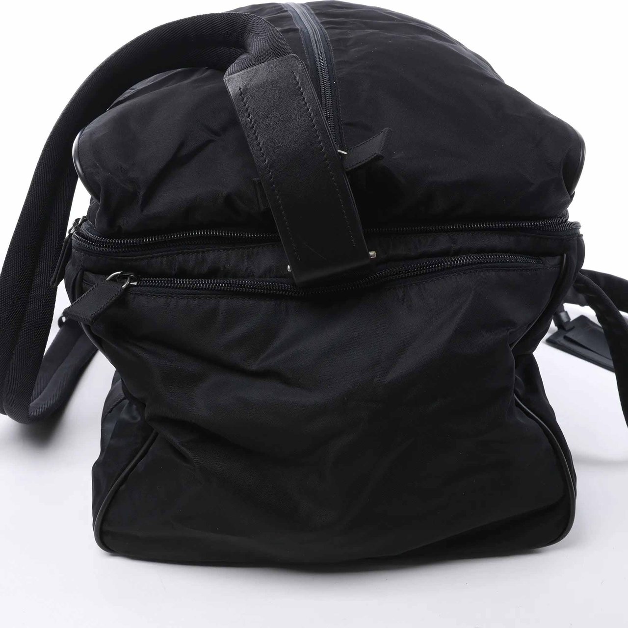 Prada Tessuto Nylon x Leather 2Way Travel Bag in Black 7V362 Zwart