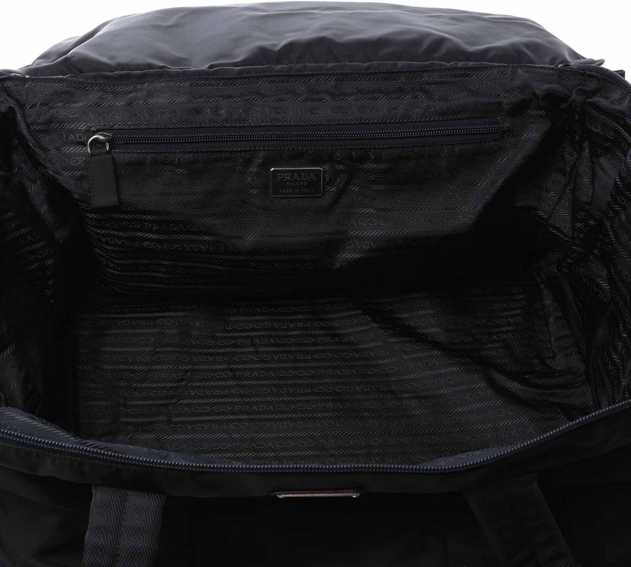 Prada Tessuto Nylon x Leather 2Way Travel Bag in Black 7V362 Zwart