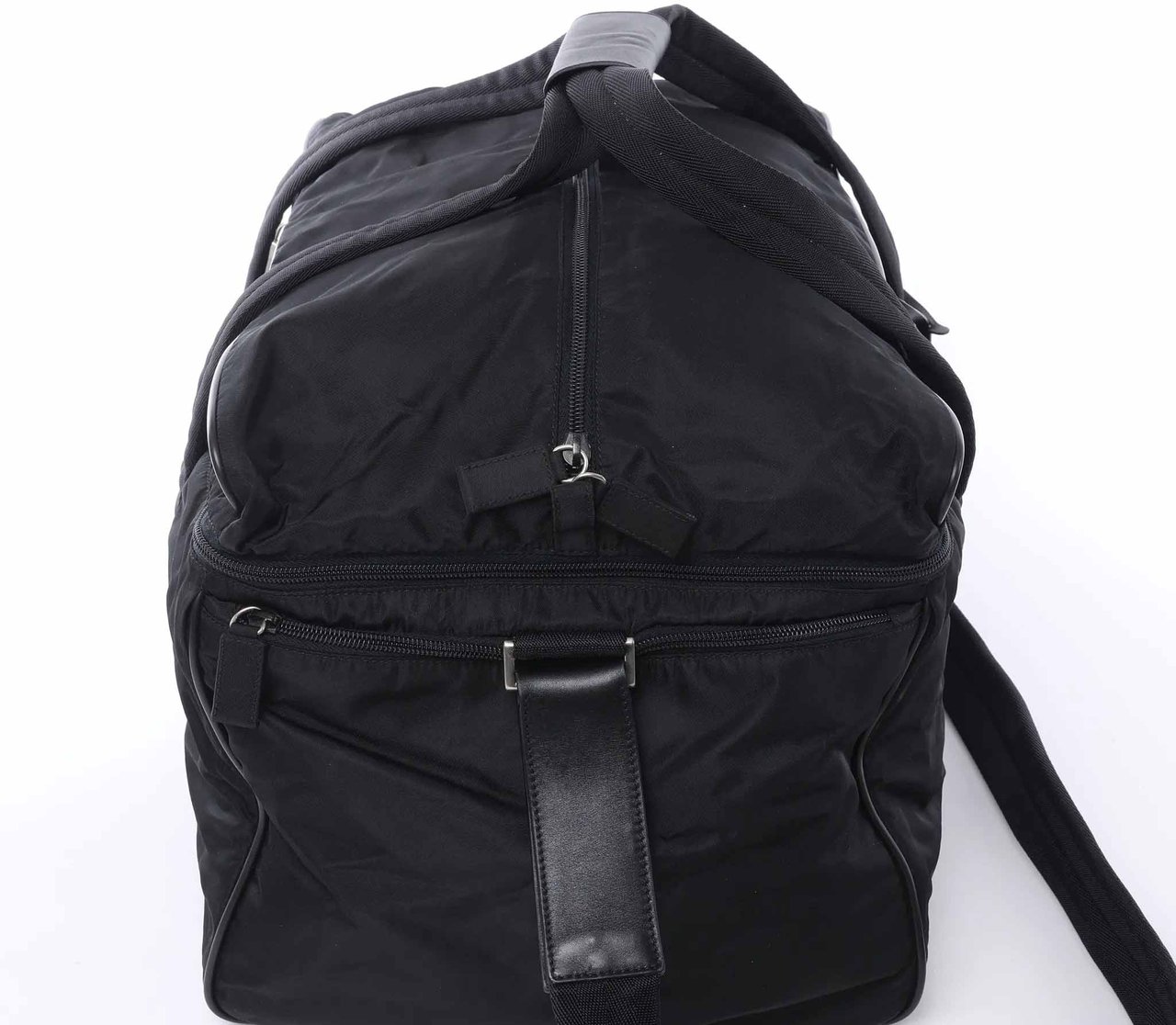 Prada Tessuto Nylon x Leather 2Way Travel Bag in Black 7V362 Zwart