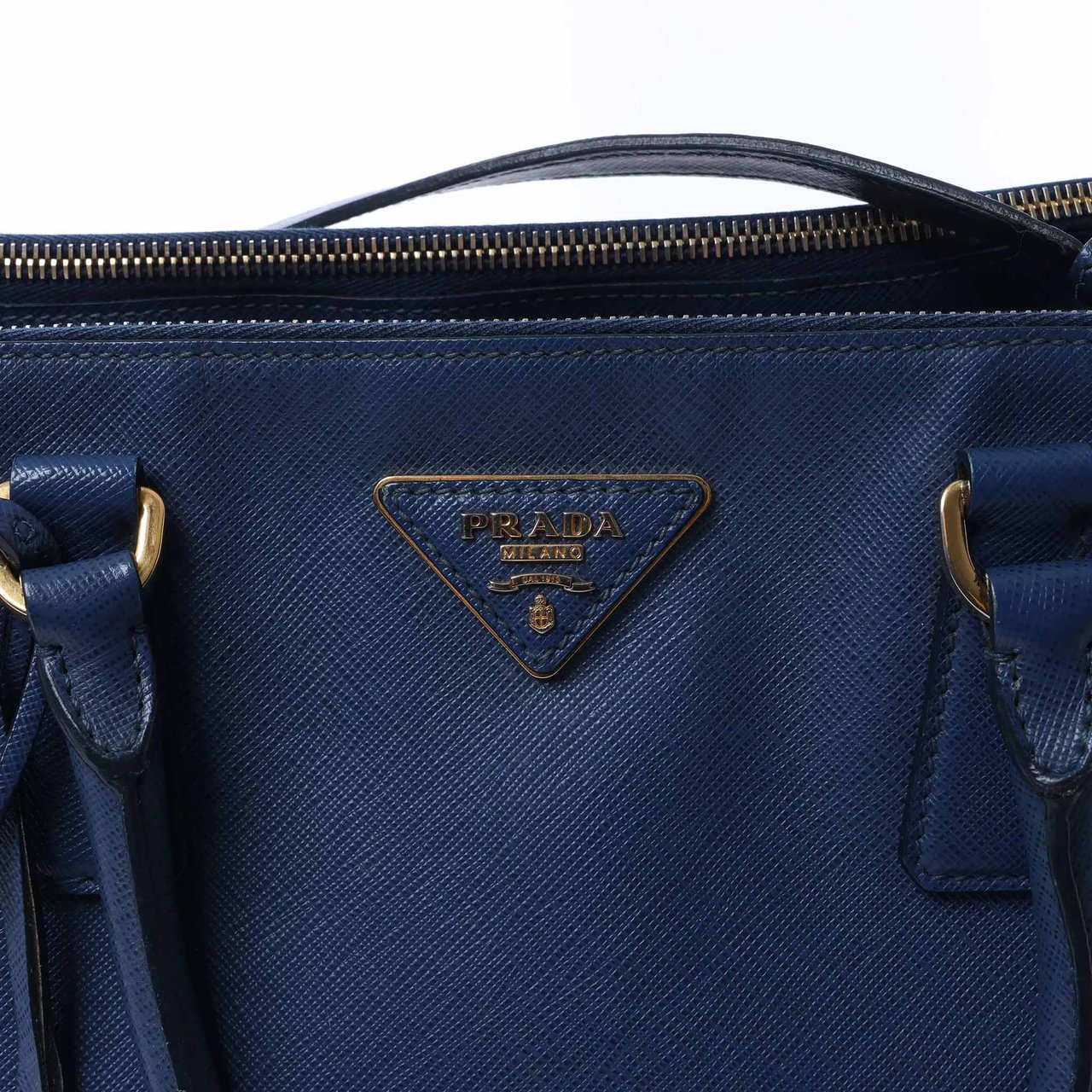 Prada Galleria Saffiano Lux Leather 2Way Handbag in Blue 324823 Blauw