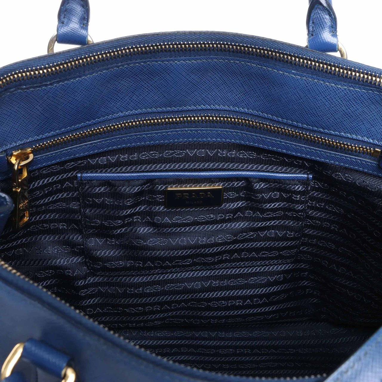 Prada Galleria Saffiano Lux Leather 2Way Handbag in Blue 324823 Blauw