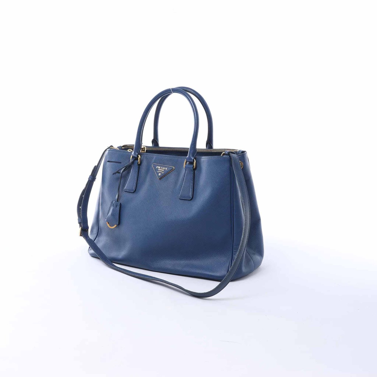 Prada Galleria Saffiano Lux Leather 2Way Handbag in Blue 324823 Blauw