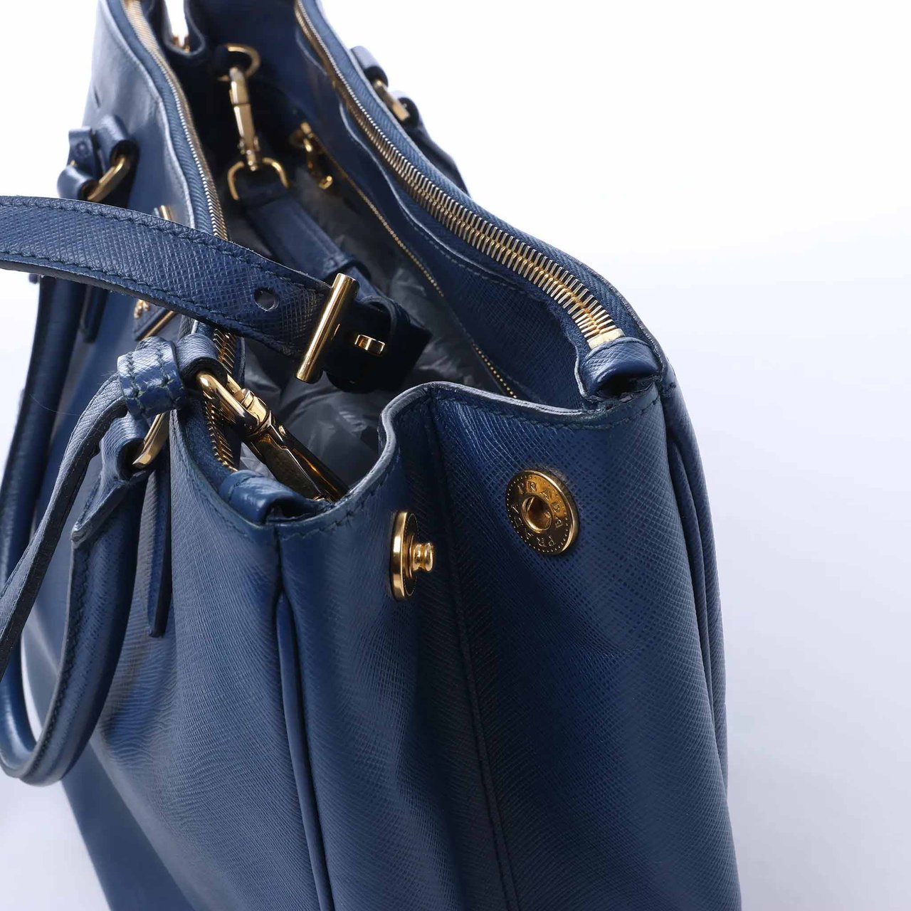 Prada Galleria Saffiano Lux Leather 2Way Handbag in Blue 324823 Blauw