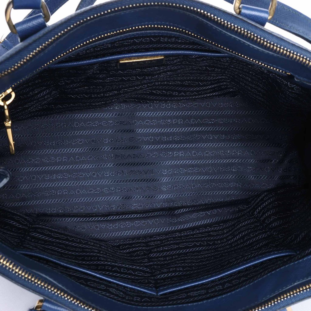 Prada Galleria Saffiano Lux Leather 2Way Handbag in Blue 324823 Blauw
