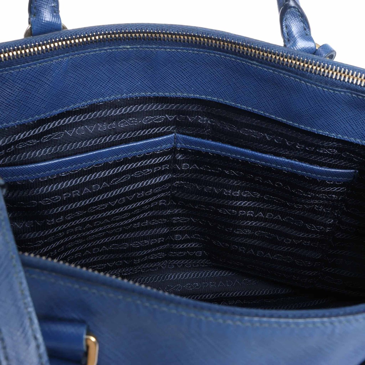 Prada Galleria Saffiano Lux Leather 2Way Handbag in Blue 324823 Blauw