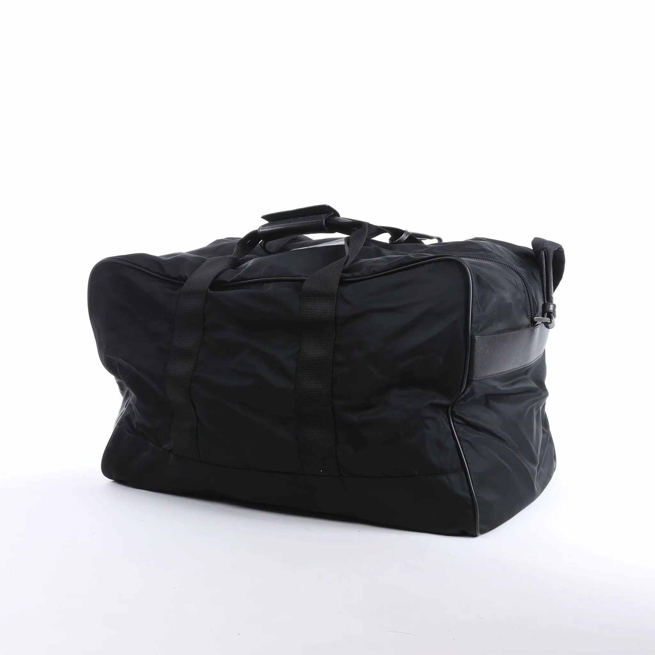 Prada Tessuto Nylon x Leather 2Way Travel Bag in Black Zwart