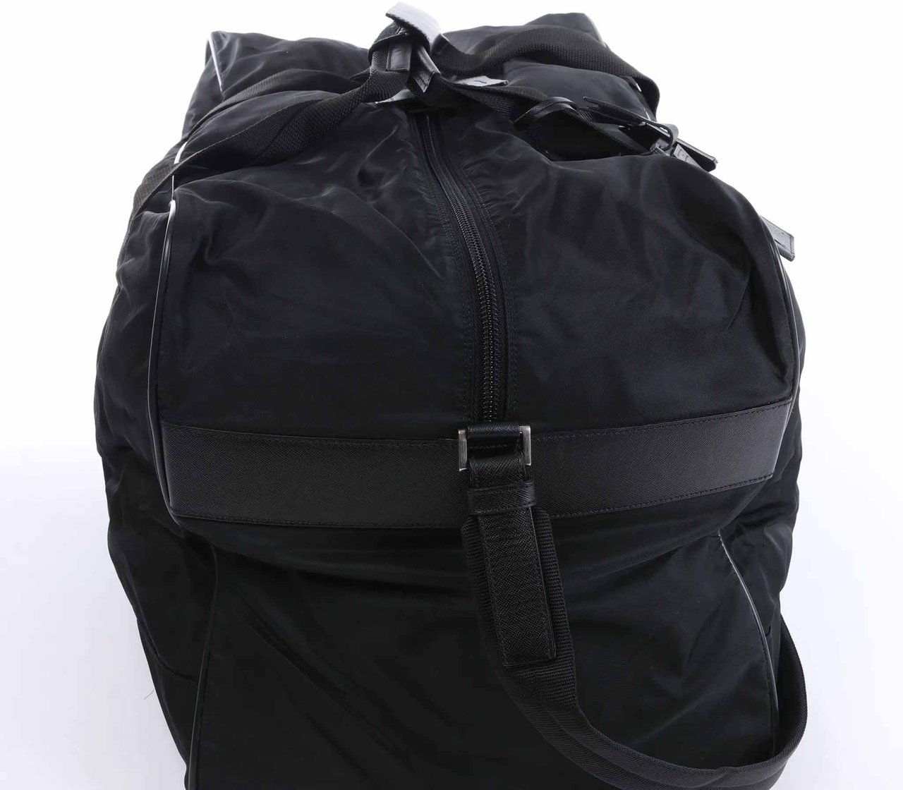 Prada Tessuto Nylon x Leather 2Way Travel Bag in Black Zwart
