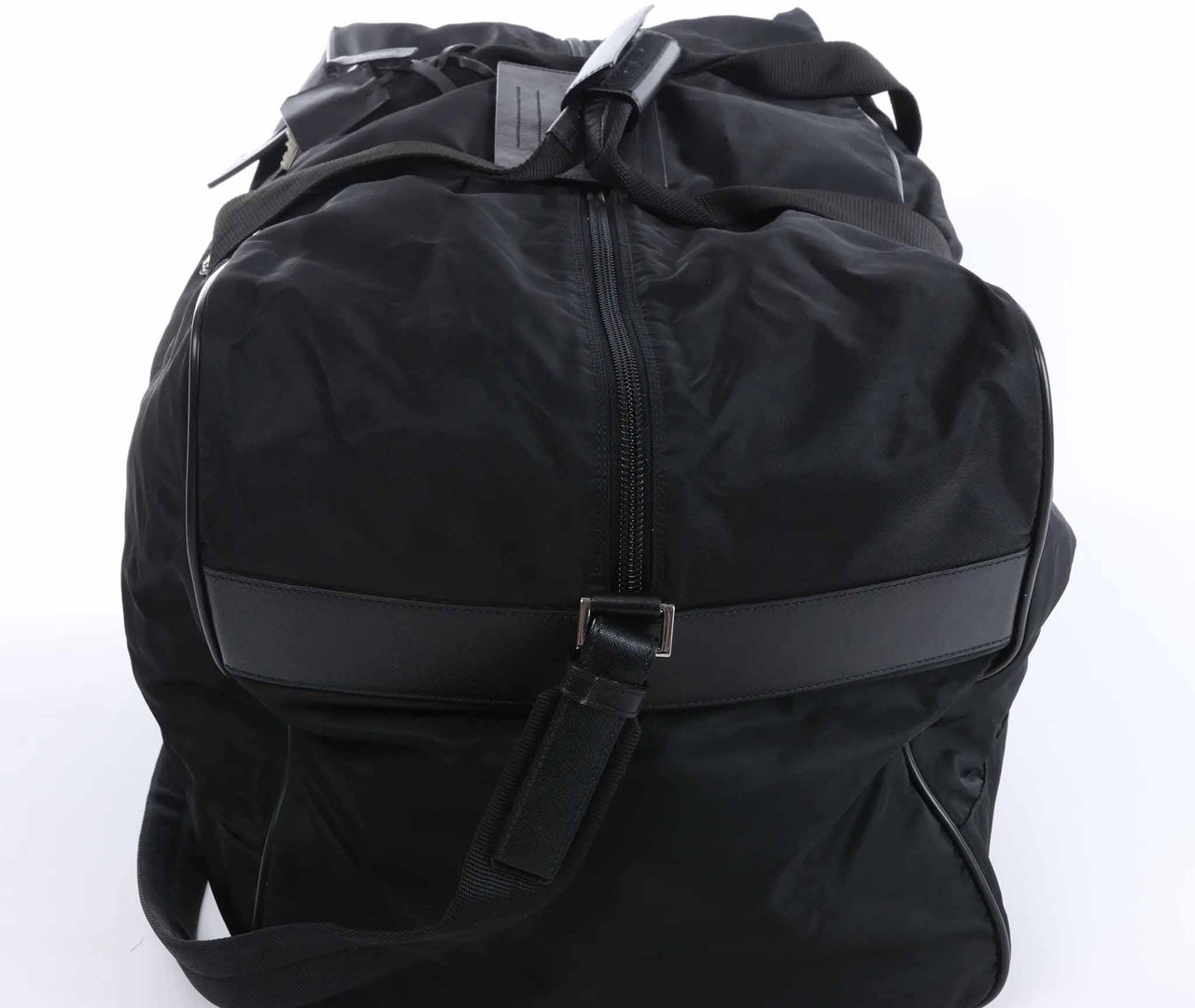 Prada Tessuto Nylon x Leather 2Way Travel Bag in Black Zwart