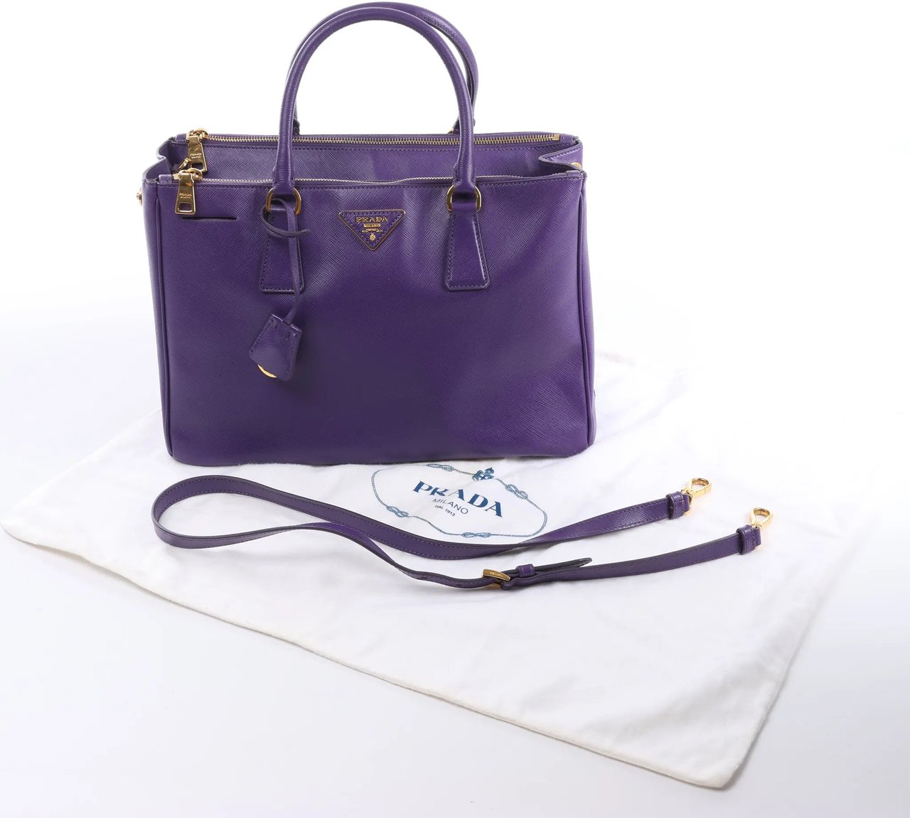 Prada Galleria Saffiano Lux Leather 2Way Handbag in Purple Divers