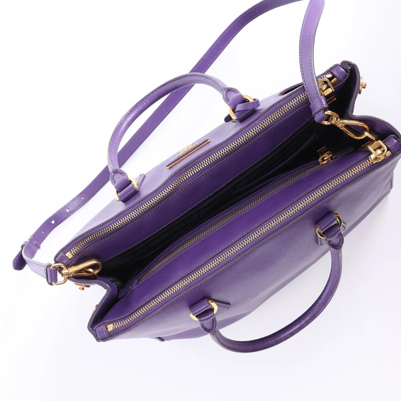 Prada Galleria Saffiano Lux Leather 2Way Handbag in Purple Divers