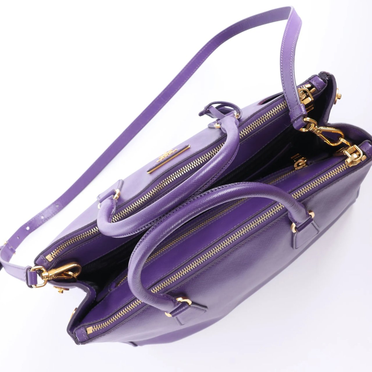Prada Galleria Saffiano Lux Leather 2Way Handbag in Purple Divers