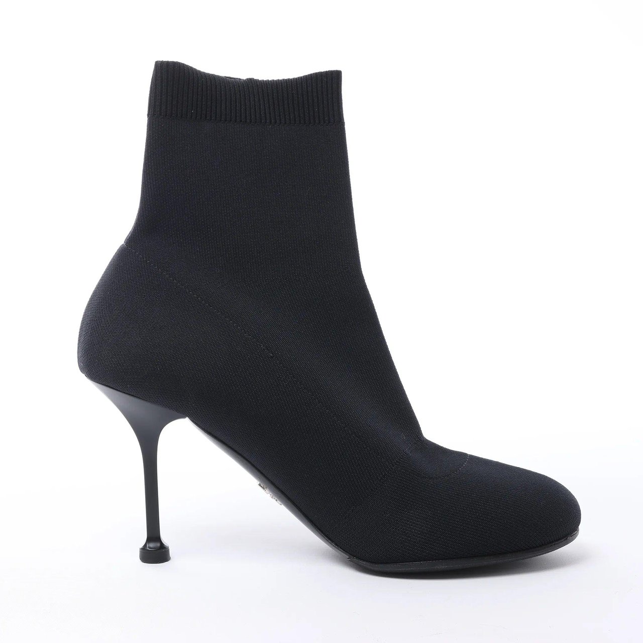 Prada Triangle Logo Leather x Fabric SOCK BOOTS in Black, Size EU 38 Zwart