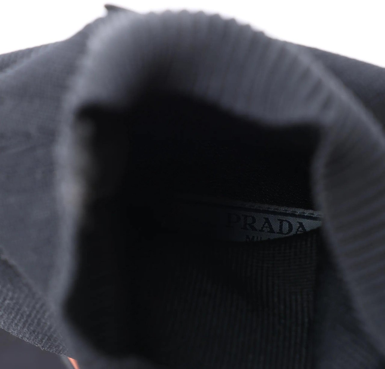 Prada Triangle Logo Leather x Fabric SOCK BOOTS in Black, Size EU 38 Zwart