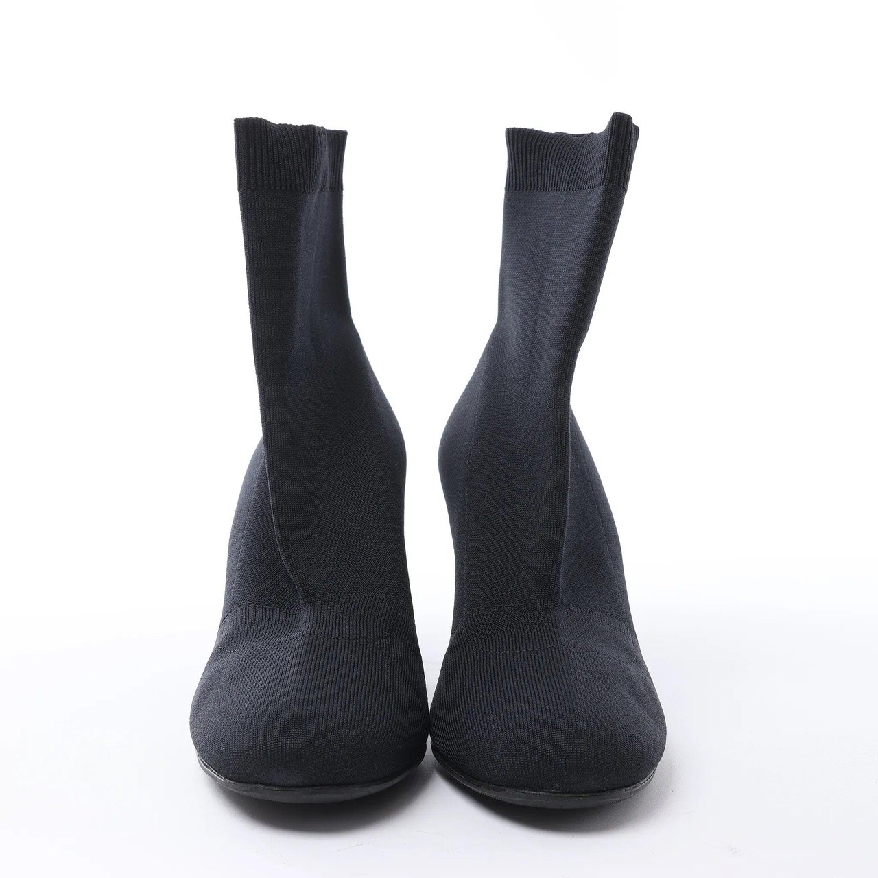 Prada Triangle Logo Leather x Fabric SOCK BOOTS in Black, Size EU 38 Zwart
