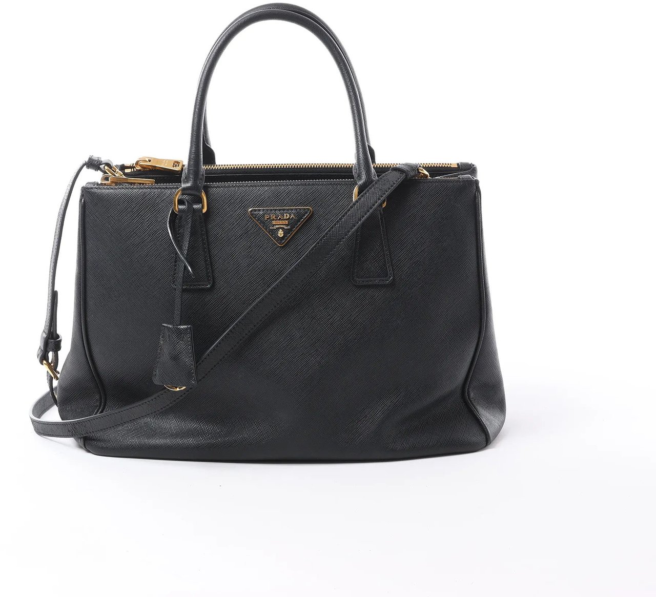 Prada Galleria Saffiano Lux Leather 2Way Handbag in Black Zwart