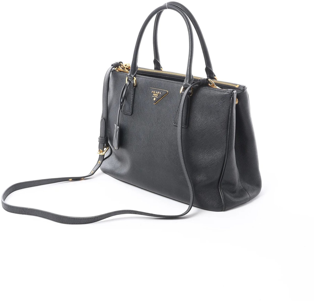 Prada Galleria Saffiano Lux Leather 2Way Handbag in Black Zwart