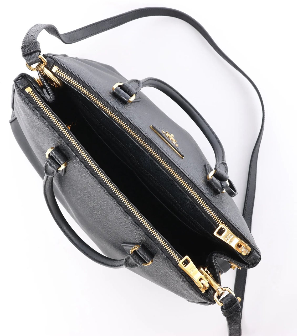 Prada Galleria Saffiano Lux Leather 2Way Handbag in Black Zwart
