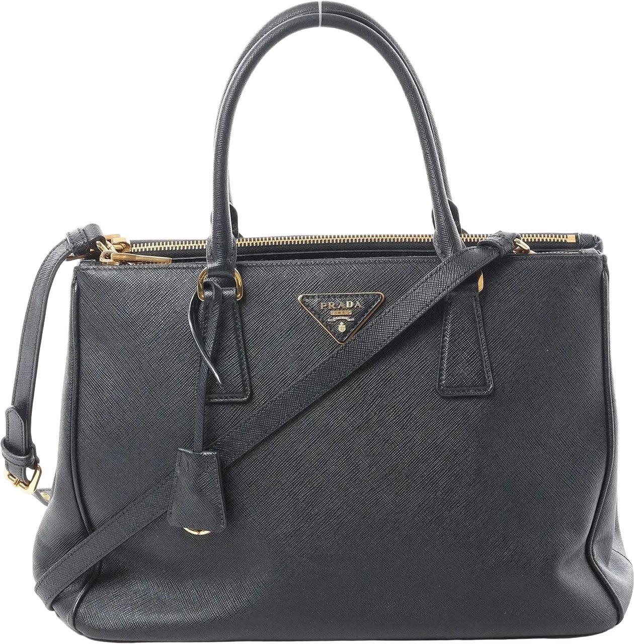 Prada Galleria Saffiano Lux Leather 2Way Handbag in Black Zwart