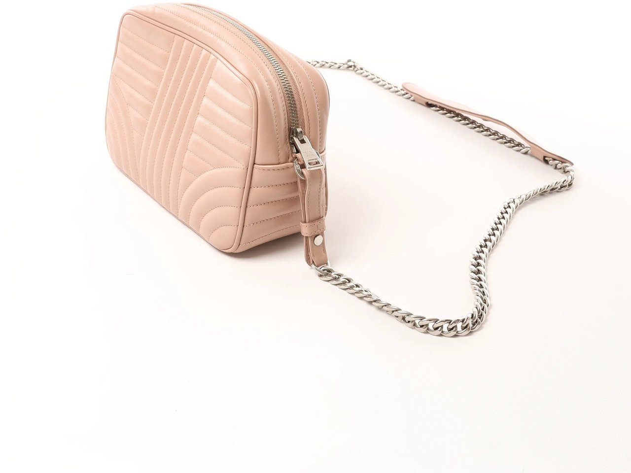 Prada Diagram Leather Chain Crossbody Bag in Pink 1BH083 Roze
