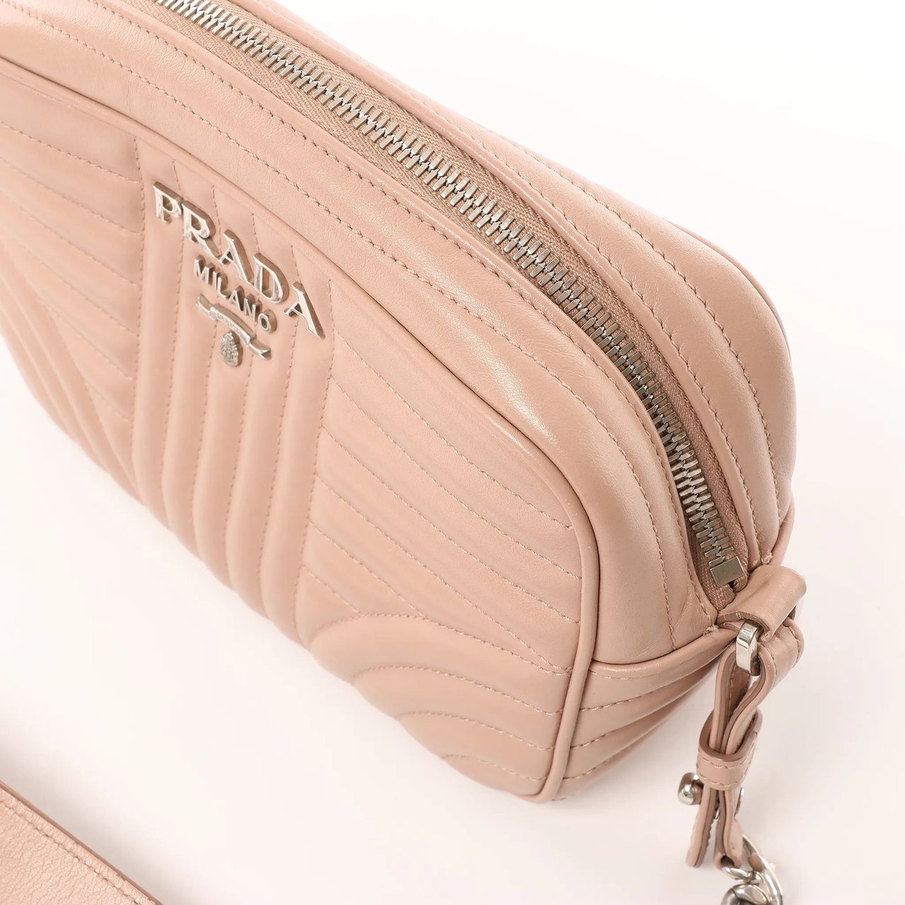 Prada Diagram Leather Chain Crossbody Bag in Pink 1BH083 Roze
