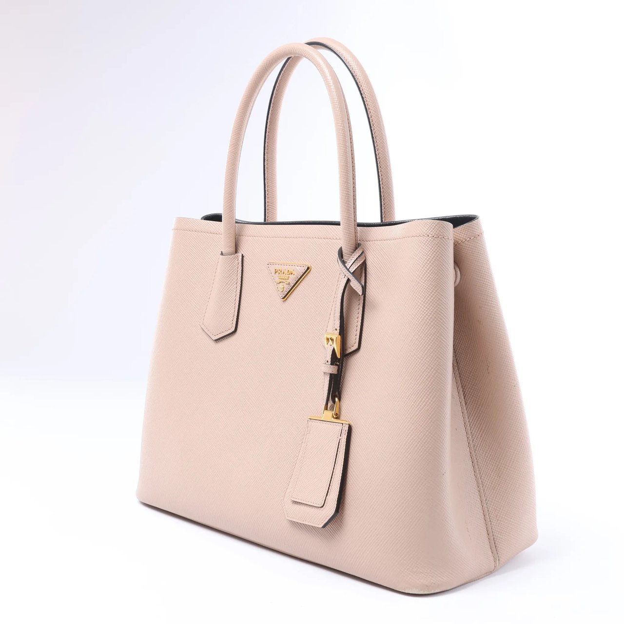 Prada Double Saffiano Leather Handbag in Pink Roze