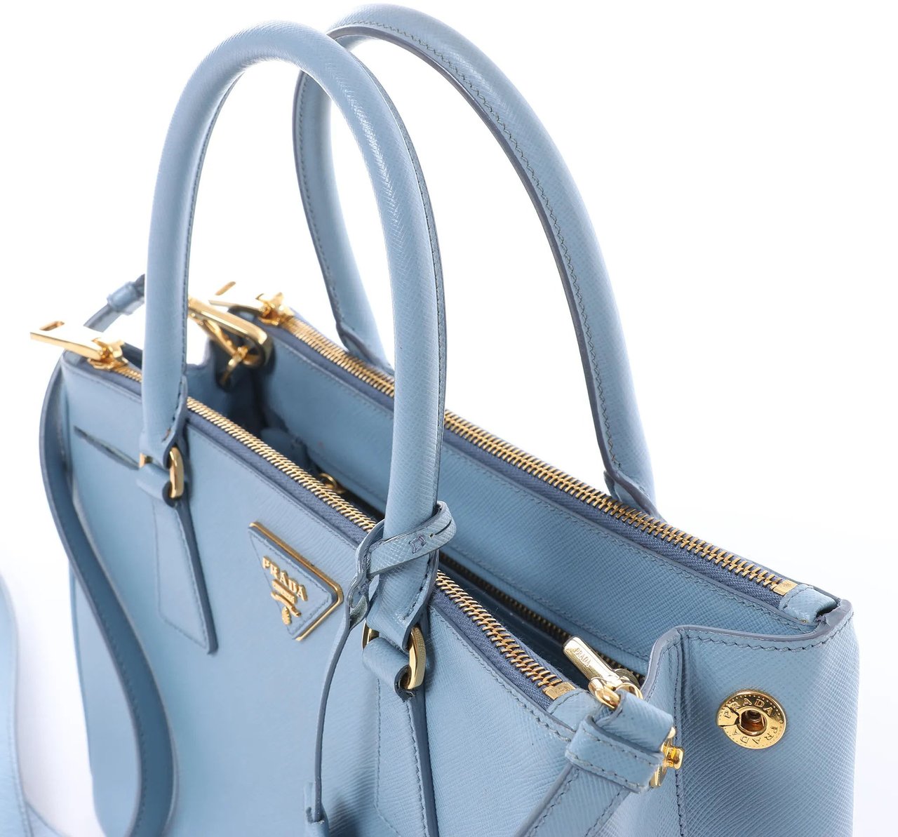 Prada Galleria Saffiano Lux Leather 2Way Handbag in Blue Blauw