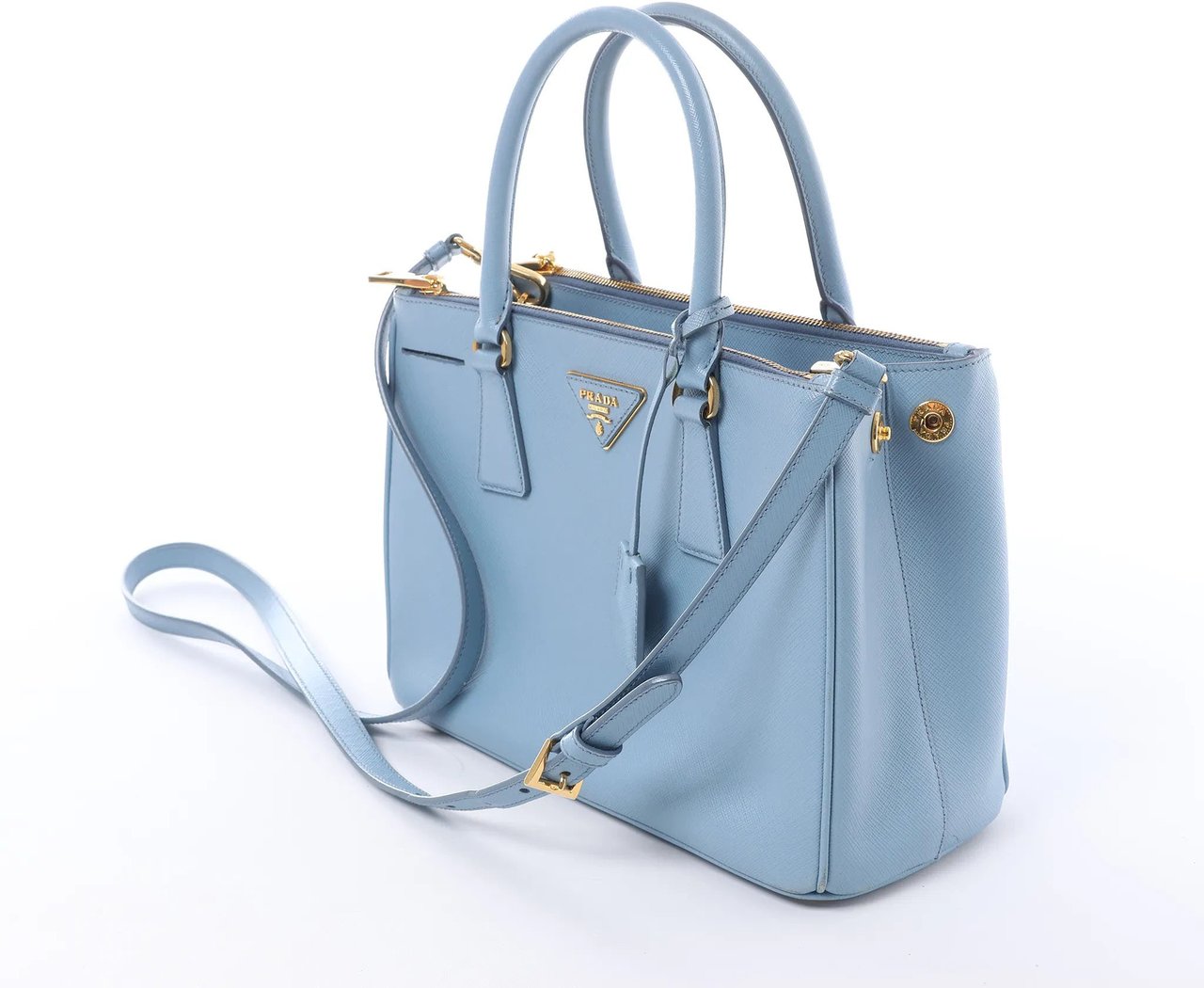 Prada Galleria Saffiano Lux Leather 2Way Handbag in Blue Blauw