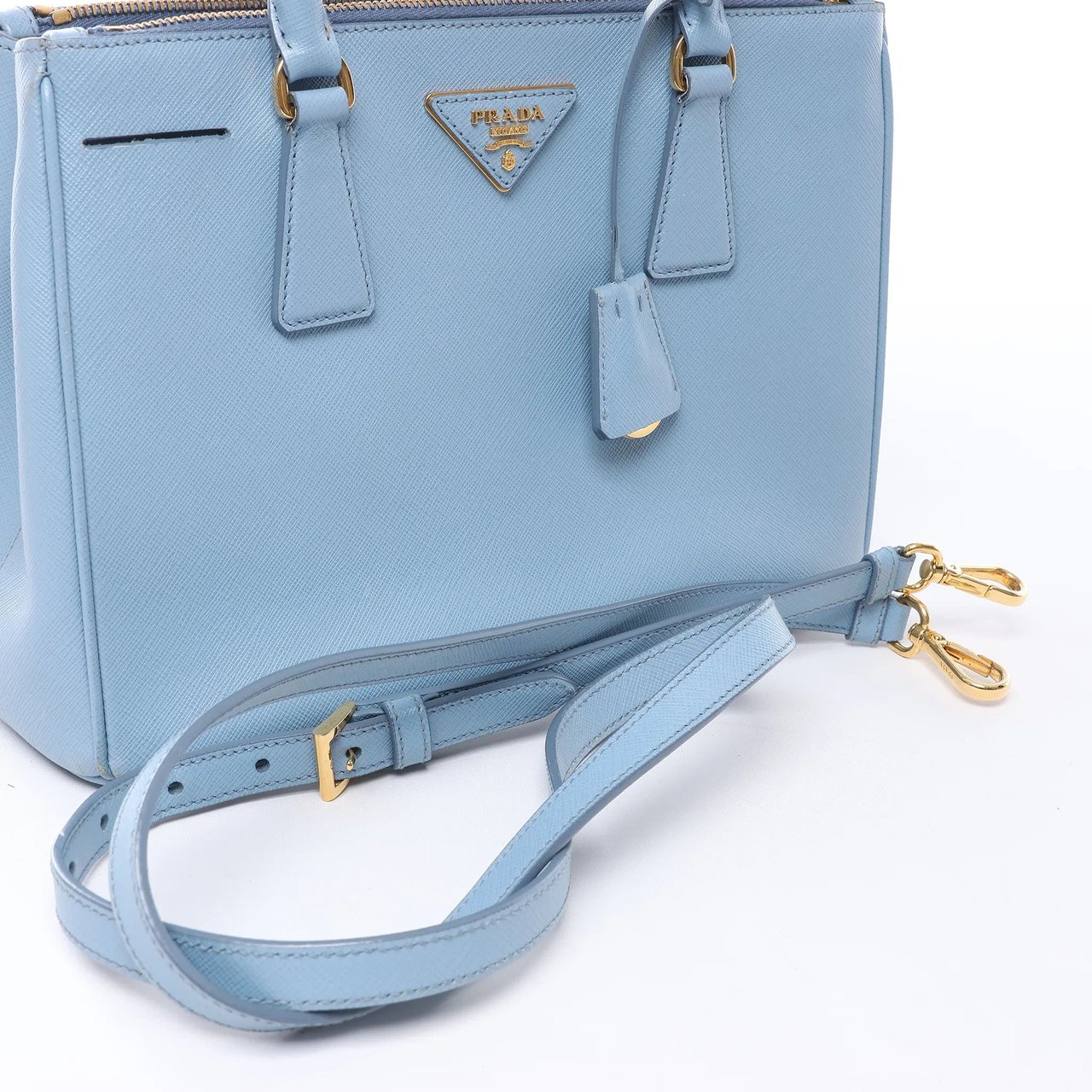 Prada Galleria Saffiano Lux Leather 2Way Handbag in Blue Blauw